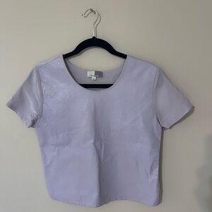 Piper Gore Leather/Silk Lavender Short Sleeve Top